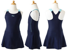 画像をギャラリービューアに読み込む, スクール水着 女の子 Aライン ワンピース キッズ 120cm~170cm (フィラ 女子 水泳 FILA プール シンプル パンツ) (在庫限り)