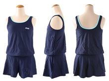 画像をギャラリービューアに読み込む, スクール水着 女の子 ワンピース キュロット パンツ 小学生 セパレート風 体型カバー ゆったり FILA フィラ 130cm~170cm 130 140 150 160 170 子供 キッズ 水着 女子 学校 水泳 プール スイミング シンプル (送料無料) (在庫限り)