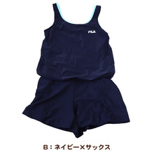 画像をギャラリービューアに読み込む, スクール水着 女の子 ワンピース キュロット パンツ 小学生 セパレート風 体型カバー ゆったり FILA フィラ 130cm~170cm 130 140 150 160 170 子供 キッズ 水着 女子 学校 水泳 プール スイミング シンプル (送料無料)