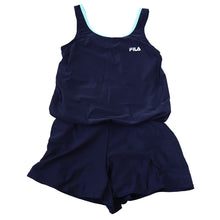 画像をギャラリービューアに読み込む, スクール水着 女の子 ワンピース キュロット パンツ 小学生 セパレート風 体型カバー ゆったり FILA フィラ 130cm~170cm 130 140 150 160 170 子供 キッズ 水着 女子 学校 水泳 プール スイミング シンプル (送料無料) (在庫限り)