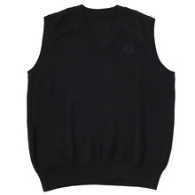 画像をギャラリービューアに読み込む, スクールベスト 女子 薄手 春 秋 冬 学生 ニット 制服 ベスト vネック 中学生 140 150 160 紺 黒 グレー 毛混 ワンポイント 刺繍 かわいい 通学 学校 ノースリーブ セーター