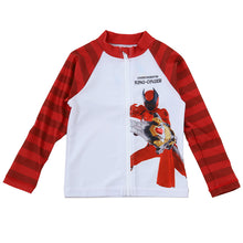 画像をギャラリービューアに読み込む, キングオージャー ラッシュガード 水着 キッズ 男子 男の子 uv 100 110 120 (水着 プール 男児 紫外線対策 水泳学習 アウトドア 長袖  子供 青 赤) (在庫限り)