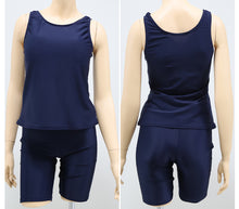 画像をギャラリービューアに読み込む, スクール水着 セパレート 中学生 女の子 上下セット カップ付き タンキニ 7号~13号 女子 水着 高校生 無地 プール タンクトップ パンツ スパッツ 紫外線対策 スイミング スイムウェア (在庫限り)