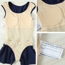 画像をギャラリービューアに読み込む, スクール水着 女の子 ワンピース 体型カバー キュロット 中学生 女子 高校生 カップ付き 7号~13号 水着 パッド 無地 プール 水泳 シンプル パンツ (在庫限り)