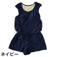 画像をギャラリービューアに読み込む, スクール水着 女の子 ワンピース 体型カバー キュロット 中学生 女子 高校生 カップ付き 7号~13号 水着 パッド 無地 プール 水泳 シンプル パンツ (在庫限り)