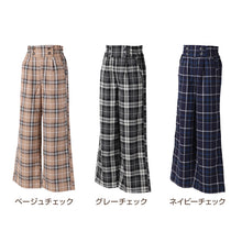 画像をギャラリービューアに読み込む, 子供 女の子 ワイドパンツ ボトムス 120 130 140 150 160cm 薄手 キュロット スカート風 ズボン パンツ キッズ ジュニア こども 子供服 ボトム 通園 通学 デイリー 春 夏 秋 チェック柄 無地