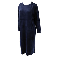 画像をギャラリービューアに読み込む, ルームワンピース レディース 秋 冬 パジャマ 薄手 起毛 伸縮性 ルームウエア M L ベロア のびのび 部屋着 くすみ シャギー 女性 婦人 やわらかい 長袖 ポケット