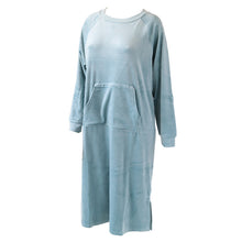 画像をギャラリービューアに読み込む, ルームワンピース レディース 秋 冬 パジャマ 薄手 起毛 伸縮性 ルームウエア M L ベロア のびのび 部屋着 くすみ シャギー 女性 婦人 やわらかい 長袖 ポケット