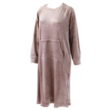 画像をギャラリービューアに読み込む, ルームワンピース レディース 秋 冬 パジャマ 薄手 起毛 伸縮性 ルームウエア M L ベロア のびのび 部屋着 くすみ シャギー 女性 婦人 やわらかい 長袖 ポケット