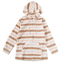 画像をギャラリービューアに読み込む, ルームウェア パーカー レディース もこもこ 冬 フード ルームウエア 部屋着 M-L パジャマ かわいい あったかい 秋 春 モコモコ やわらかい 柄 防寒対策 起毛 ボーダー チェック (在庫限り)