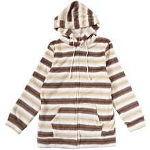 画像をギャラリービューアに読み込む, ルームウェア パーカー レディース もこもこ 冬 フード ルームウエア 部屋着 M-L パジャマ かわいい あったかい 秋 春 モコモコ やわらかい 柄 防寒対策 起毛 ボーダー チェック (在庫限り)