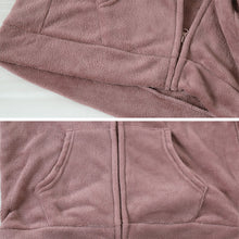 画像をギャラリービューアに読み込む, パーカー レディース 冬 ルームウェア パジャマ かわいい あったかい 部屋着 M-L ジップパーカー 女性 やわらかい もこもこ フード 防寒対策 起毛 無地 シンプル (在庫限り)