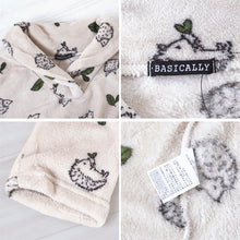 画像をギャラリービューアに読み込む, パジャマ レディース 冬 かわいい あったかい ルームウェア 長袖 婦人 ヘチマ襟 部屋着 M-L やわらかい もこもこ 柄 上下 ボーダー シマエナガ 花柄 クマ ハリネズミ パンダ