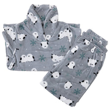 画像をギャラリービューアに読み込む, パジャマ レディース 冬 かわいい あったかい ルームウェア 長袖 婦人 ヘチマ襟 部屋着 M-L やわらかい もこもこ 柄 上下 ボーダー シマエナガ 花柄 クマ ハリネズミ パンダ