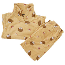 画像をギャラリービューアに読み込む, パジャマ レディース 冬 かわいい あったかい ルームウェア 長袖 婦人 ヘチマ襟 部屋着 M-L やわらかい もこもこ 柄 上下 ボーダー シマエナガ 花柄 クマ ハリネズミ パンダ