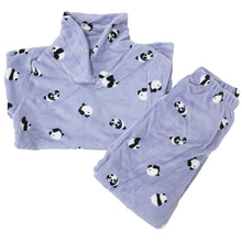 画像をギャラリービューアに読み込む, パジャマ レディース 冬 かわいい あったかい ルームウェア 長袖 婦人 ヘチマ襟 部屋着 M-L やわらかい もこもこ 柄 上下 ボーダー シマエナガ 花柄 クマ ハリネズミ パンダ