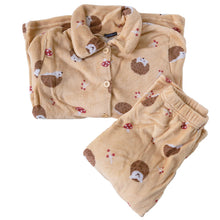 画像をギャラリービューアに読み込む, パジャマ レディース 冬 かわいい あったかい ルームウェア 長袖 婦人 前開き 部屋着 M-L やわらかい もこもこ 柄 上下 ボーダー 花柄 シマエナガ クマ ハリネズミ パンダ