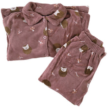 画像をギャラリービューアに読み込む, パジャマ レディース 冬 かわいい あったかい ルームウェア 長袖 婦人 前開き 部屋着 M-L やわらかい もこもこ 柄 上下 ボーダー 花柄 シマエナガ クマ ハリネズミ パンダ