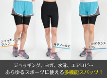 画像をギャラリービューアに読み込む, スパッツ 5分丈 スポーツ レギンス M-L~5L (オーバーパンツ アンダーパンツ 大きいサイズ ハーフレギンス レディース 水着 ジム ランニング ジュニア LL 3L 4L 5L)