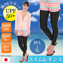 画像をギャラリービューアに読み込む, ラッシュガード レギンス レディース UPF50+ M-L~5L (スパッツ 10分丈 スポーツ アンダーウェア 水着 UVカット スイムレギンス ランニングウェア 大きいサイズ LL 3L 4L 5L)