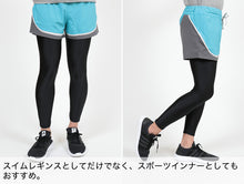 画像をギャラリービューアに読み込む, ラッシュガード レギンス レディース UPF50+ M-L~5L (スパッツ 10分丈 スポーツ アンダーウェア 水着 UVカット スイムレギンス ランニングウェア 大きいサイズ LL 3L 4L 5L)