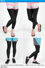 画像をギャラリービューアに読み込む, ラッシュガード レギンス レディース 2枚セット M-L~5L (スパッツ 10分丈 スポーツ インナー 大きいサイズ 3l uvカット)