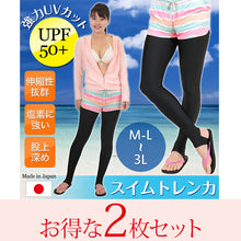 画像をギャラリービューアに読み込む, スイムトレンカ スポーツ インナー 2枚セット M-L~3L (ラッシュガード レディース 大きいサイズ 3l 水着インナー uvカット トレンカ)