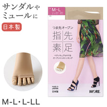 画像をギャラリービューアに読み込む, オープントゥ ストッキング M-L・L-LL (ベージュ 肌色 レディース 女性 日本製 パンスト サンダル ミュール 格安