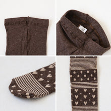 画像をギャラリービューアに読み込む, キッズ タイツ 柄 厚手 子供 毛混 冬 日本製 120cm・135cm 子供用 こども 女の子 女児 防寒 暖かい あったかい 透かし編み ハート 黒 グレー (在庫限り)