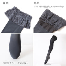 画像をギャラリービューアに読み込む, ガータータイツ ズレにくい ベルト不要 滑り止めつき 30デニール 22-25cm ガーター ガーターストッキング タイツ 太もも丈 日本製