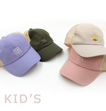 画像をギャラリービューアに読み込む, メッシュキャップ キッズ キャップ 女の子 男の子 メッシュ 帽子 ジュニア 子供 涼しい 約53cm (子ども ワンポイント こども おしゃれ かわいい 小学生 子供用キャップ シンプル) (在庫限り)
