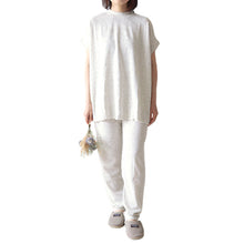 画像をギャラリービューアに読み込む, レディース ルームウェア 夏 パジャマ ワッフル ゆったり 部屋着 半袖 涼しい 上下セット M-L 婦人 セットアップ 無地 かぶり ルームウエア やわらかい (在庫限り)