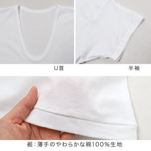 画像をギャラリービューアに読み込む, メンズ インナー 半袖 U首 綿100% 抗菌防臭 2枚組 薄手 CARON キャロン M L LL やわらかい 肌着 下着 シャツ Uネック 紳士 男性 春夏 通年 コットン 綿素材 アンダーウェア インナーシャツ 洗い替え 毎日用 ソフト 肌触り 無地