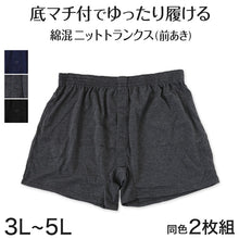 画像をギャラリービューアに読み込む, メンズ ニットトランクス 紳士 インナー 男 トランクス 綿 前開き 2枚組 3L~5L 大きいサイズ 下着 パンツ 3l 4l 5l 大寸 肌着 コットン 男性 ゆったり 無地 シンプル
