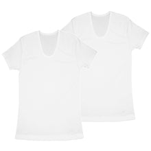 画像をギャラリービューアに読み込む, インナー シャツ メンズ 半袖 綿100% 2枚組 発熱 暖かい U首 Uネック 厚手 厚地 M~LL 下着 肌着 冬 あったか 防寒 白 ホワイト コットン