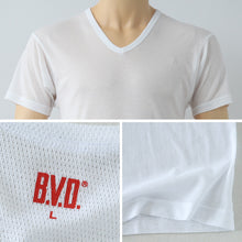 画像をギャラリービューアに読み込む, BVD インナー メンズ 半袖 vネック tシャツ 下着 メッシュ 2枚組 M~LL bvd インナーシャツ 肌着 v首 春夏 ホワイト 白 M L LL