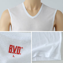 画像をギャラリービューアに読み込む, BVD メンズ インナー ノースリーブ vネック スリーブレス メッシュ 2枚組 M~LL bvd tシャツ インナーシャツ 肌着 下着 v首 タンクトップ ランニング 春夏 ホワイト 白 M L LL (在庫限り)