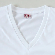 画像をギャラリービューアに読み込む, bvd tシャツ ゴールド 綿100 vネック メンズ M・L v首 BVD インナー シャツ 肌着 下着 半袖 コットン シンプル 無地 白 黒 グレー