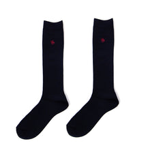 画像をギャラリービューアに読み込む, グンゼ POLO ハイソックス レディース ワンポイント 刺繍 スクールソックス 23-25cm (GUNZE 靴下 くつした くつ下 長め 女子 高校生 中学生 学校 学生 通勤 通学 ソックス 黒 ポロ おしゃれ 女子高生 スクール)