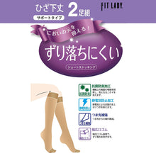 画像をギャラリービューアに読み込む, ずり落ちにくい ショートストッキング ひざ下 2足組 22-25cm レディース ストッキング 膝下丈 婦人 女性