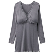 画像をギャラリービューアに読み込む, マタニティ インナー 長袖 授乳ブラ カップ付き 産前 産後 パッド付き カシュクール クロスオープン M-L/L-LL 肌着 マタニティウェア マタニティ服 レディース