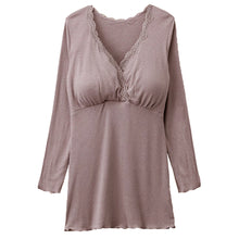 画像をギャラリービューアに読み込む, マタニティ インナー 長袖 授乳ブラ カップ付き 産前 産後 パッド付き カシュクール クロスオープン M-L/L-LL 肌着 マタニティウェア マタニティ服 レディース