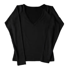 画像をギャラリービューアに読み込む, 女の子 セーラー服の下 あったかインナー 裏起毛 長袖 深めVネック S~BL 冬 薄手 スクール インナー 女子 制服の下 tシャツ ジュニア 中学生 高校生 キッズ 子供 下着 裏微起毛 防寒 ストレッチ ゆったり S M L BL (在庫限り)