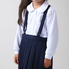 画像をギャラリービューアに読み込む, スクールシャツ 長袖 女子 丸襟 ストレッチ 丸衿ブラウス 110cm(A体)~170cm(B体) 透けない 透けにくい ノーアイロン B体 大きいサイズ 制服 シャツ 学生服 小学生 中学生 高校生 ニット生地