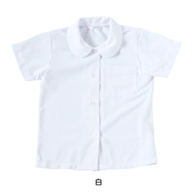 画像をギャラリービューアに読み込む, ストレッチ生地 丸襟 スクールシャツ 半袖 女子 ブラウス 透けにくい 110cm(A体)~170cm(B体) 小学生 制服 女の子 ノーアイロン 学生服 中学生 シャツ B体 ゆったり 大きいサイズ 柔らかい ニット素材
