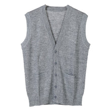 画像をギャラリービューアに読み込む, スクールベスト 男子 前あき Vネック ニット ベスト S~3L 前開き 洗える 秋冬 ニットベスト ウール スクール 制服 シンプル 無地 グレー 黒 大きいサイズ ジレ チョッキ S M L LL 3L