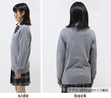 画像をギャラリービューアに読み込む, スクールセーター 綿100% 女子 制服 ニット コットン 薄手 無地 vネック S~3L 学生 レディース 春 秋 中学生 高校生 白 紺 黒 グレー ベージュ スクール セーター 綿 S M L LL 3L 大きいサイズ 洗える シンプル