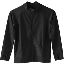 画像をギャラリービューアに読み込む, スクール水着 ラッシュガード キッズ フードなし ハイネック 長袖 男の子 女の子 前開き ファスナー 90~170cm 子供 無地 黒 紺 フルジップ 小学生 小学校 中学生 学校 プール 水泳 100 110 120 130 140 150 160 170