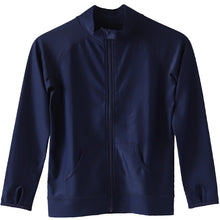 画像をギャラリービューアに読み込む, スクール水着 ラッシュガード キッズ フードなし ハイネック 長袖 男の子 女の子 前開き ファスナー 90~170cm 子供 無地 黒 紺 フルジップ 小学生 小学校 中学生 学校 プール 水泳 100 110 120 130 140 150 160 170