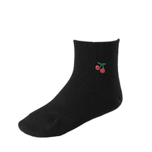 画像をギャラリービューアに読み込む, スクールソックス ワンポイント 女子 男子 ショート丈 靴下 14-16cm~18-20cm (白 紺 黒 通園 通学 ソックス 小学生 学校 子供 キッズ 両面刺繍 スクログ)